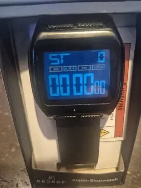George | Wearables | George Black Digital Watch With Blue Backlit ...